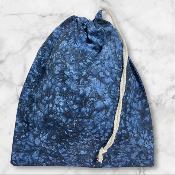 Navy Blue Handmade Organic Linen Bread Bag, Sourdough Bread Keeper, Gift Bag - Picture 2 of 4